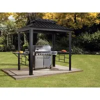 Sojag Grillpavillon Messina BBQ - Anthrazit - Wetterfester Pavillon aus langlebigem Aluminium mit integriertem Rauchablass und praktischen Seitentischen, ideal für Grillabende bei jedem Wetter.