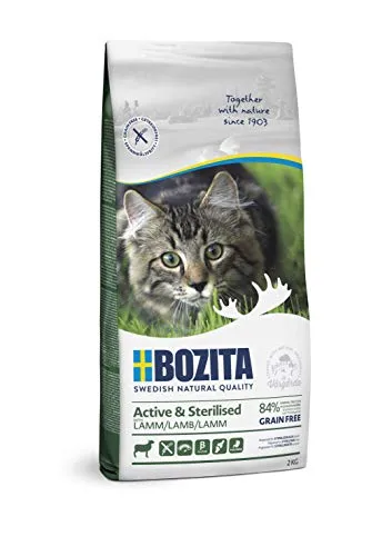 Bozita Active Sterilised Grain Free Lamb - 2 kg Katzentrockenfutter, getreidefrei und ideal für aktive Katzen mit erhöhtem Energiegehalt