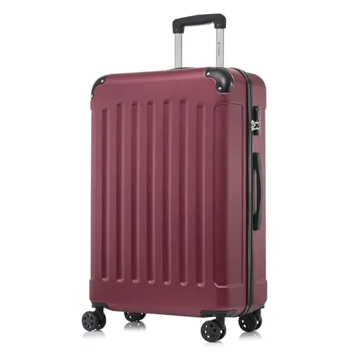 yonsly Koffer Suitcase XL Weinrot - Trolley Reisekoffer mit 4 Rollen - Robuster Hartschalenreisekoffer in elegantem Weinrot. Leichtes ABS-Material, 360°-Doppelrollen für mühelose Mobilität und ein sicheres Zahlenschloss für sorgenfreies Reisen.