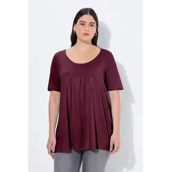 Ulla Popken T-Shirt T-Shirt Zierfalten A-Linie Rundhals Halbarm Modal orange 42/44