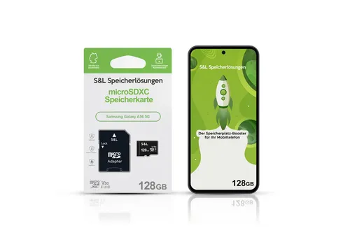 Tec-Expert microSD Karte S&L für Samsung Galaxy A56 5G Speicherkarte (128 GB, Class 10, 170 MB/s Lesegeschwindigkeit, microSDXC UHS-I)