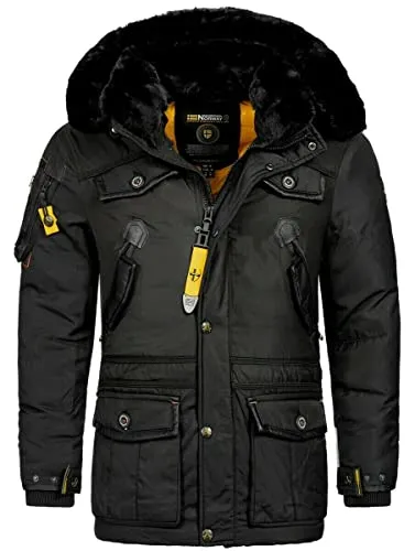 Geographical Norway Herren Winter Jacke Parka ACORE - Funktionsjacke für Outdoor-Aktivitäten, wind- und kälteabweisend, mit abnehmbarer Kapuze und hohem Tragekomfort – ideal für kalte Wintertage.