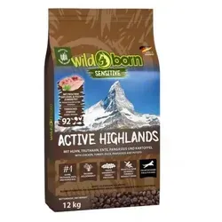 Wildborn Active Highlands Hundefutter 12 kg - Getreidefreies Hundefutter für aktive Hunde mit 92% tierischem Eiweiß, unterstützt Muskelentwicklung und Energielevels – ideal für die Ernährung Ihres aktiven Begleiters.