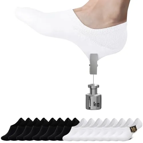 Falechay Sneaker Socken Damen Herren Füßlinge Footies 16 Paar Kurze Großes Silikonpad Verhindert Verrutschen Unsichtbare 4xschwarz+4xweiß 43-46