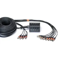 Cordial Multicore CYB C 8/4 - Trapezförmige Stagebox mit 30m Länge, Zugentlastung und Knickschutz für optimale Sicherheit und Langlebigkeit, ideal für professionelle Audioanwendungen.