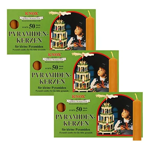 OLShop AG Knox Pyramidenkerzen Natur, 3er Pack (3 x 50 Stück), Größe: ca. 14 x 70 mm Weihnachtskerzen