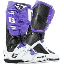 Gaerne SG-12 Limited Edition Stiefel - Lila/Schwarz/Weiß - 43 EU - Motorradstiefel mit patentiertem Zweifach-Gelenksystem für maximalen Komfort und Sicherheit, ideal für MX-Piloten und Rennfahrer.