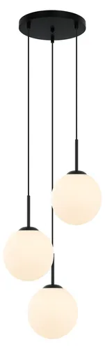 DEORE PND-5578-3S-BK Italux Hängelampe - Elegante Hängelampe mit drei Leuchten für gleichmäßige Beleuchtung. Zeitloses Design in schwarz glänzend, ideal für Wohnzimmer und Esszimmer. Flexibel einsetzbar mit verschiedenen Glühbirnen.