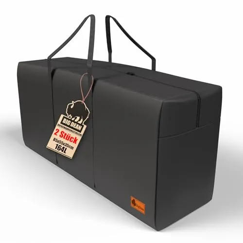 Stück XL Aufbewahrungstaschen 85×55×35 cm – 164 l Robuste, faltbare Tragetasche mit Reißverschluss – Ideal für Kleidung, Bettwäsche, Umzug, Camping,Aufbewahrung und Umzug 2