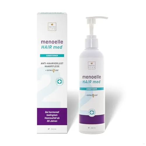 menoelle® HAIR med CONDITIONER - Gegen Haarverlust. Bei strapaziertem Haar in den Wechseljahren. Mit EstroG-100, Koffein, Biotin, Panthenol, Keratin, Kollagen, Seide. 240 ml.