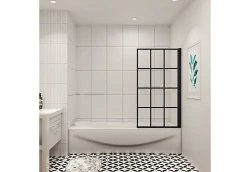 duschspa Badewannenaufsatz 80x140cm ESG Drehwand - Badewannenaufsatz aus 6mm ESG Sicherheitsglas mit elegantem Gitterdesign. Der stabile Aluminiumrahmen bietet Rostschutz und eine einfache Montage. Flexibel schwenkbar für bequemen Ein- und Ausstieg.