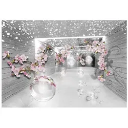 3D Effekt Fototapete Blumen Tunnel Orchidee 350x250 cm - Vlies Tapete mit beeindruckendem 3D-Effekt, inklusive Kleister. Ideal für Wohnzimmer und Schlafzimmer, sorgt für eine stilvolle Atmosphäre und einfache Montage.