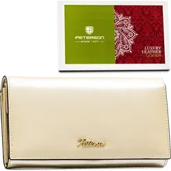 Peterson Ledergeldbörse PTN 1N-411-6747 Pearl - Beige - Elegante Brieftasche für Frauen in Beige mit RFID-Schutz. Hochwertiges Naturleder, durchdachte Innenausstattung und ein praktisches Design für den täglichen Einsatz.