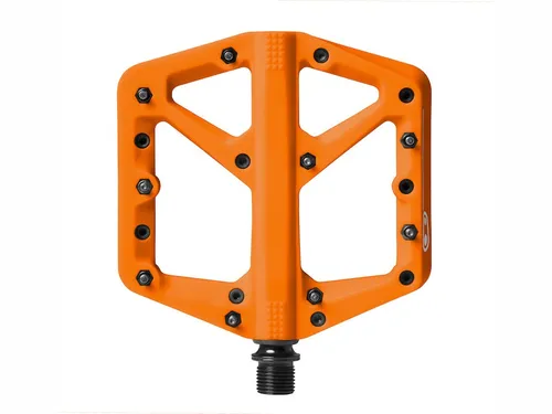 Crankbrothers Stamp 1 große orangefarbene Pedale - Fahrradpedale mit optimaler Traktion und leichtem Design, ideal für Schuhgrößen 43–49, perfekt abgestimmt auf Crankbrothers-Schuhe.