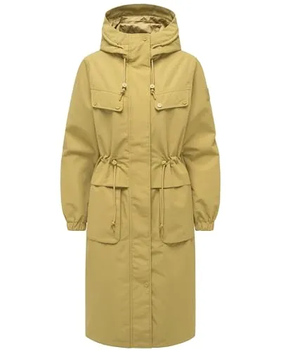 Navahoo Damen Übergangsjacke Oversize Parka Kirschwind 14 Urban Khaki Gr. XS - Stylischer Oversize Parka mit wasserdichtem Obermaterial, ideal für unbeständiges Wetter. Der Tunnelzug in der Taille bietet individuelle Anpassungsmöglichkeiten für eine feminine Silhouette. Perfekt für den urbanen Alltag.