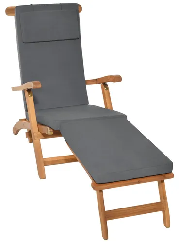 Beautissu Polsterauflage LoftLux DC für Gartenliegen 175x45cm, Graphitgrau - Auflagen für Gartenliegen, pflegeleichter Bezug, abnehmbar und waschmaschinengeeignet bis 30°C für einfache Reinigung und langlebigen Komfort.
