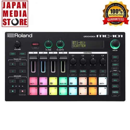 Roland MC-101 AIRA DJ Groovebox - Kompaktes Produktionsstudio - Groovebox für kreative Köpfe: Mobiles Musikproduktionswerkzeug mit 16 anschlagsempfindlichen Pads und legendären Roland-Sounds für die perfekte Komposition überall.