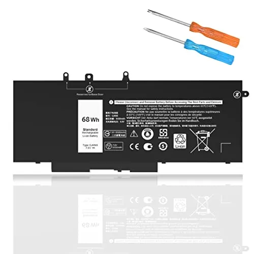 VNYUNQWE 68WH GJKNX Akku-Ersatz für Dell Latitude 5480 5580 5490 5590 5280 5288 5488 5591 5491 5495 E5480 E5580 E5490 E5590 Precision 15 3520 3530 Serie GD1JP DY9NT 5YHR4 451-BBZG 7,6V