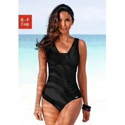 Badeanzug LASCANA Damen Gr. 38 Cup C schwarz - Bademode mit femininen Raffungen und Shaping-Effekt für eine schöne Silhouette. Integrierte Softcups und maschinenwaschbar für optimalen Komfort.