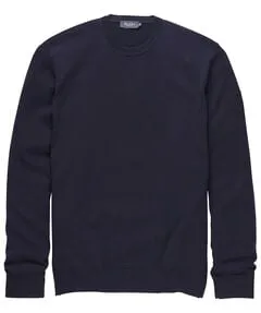 Maerz Herren Pullover 490500, Gr. 48, Blau (399) - Pullover für Herren, hochwertiger Rundhalspullover aus 100% Merinowolle, maschinenwaschbar und pflegeleicht für höchsten Tragekomfort.