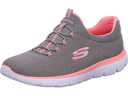 Skechers SUMMITS Sneaker - Gepolsterte Memory Foam Komfort-Innensohle, grau Pink, Größe 38 EU für ultimativen Tragekomfort