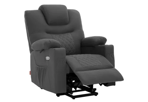 MCombo Relaxsessel mit elektrischer Aufstehhilfe und Massagefunktion - Ergonomischer Sessel für Senioren, ideal zur Unterstützung beim Aufstehen und Entspannen. Mit 2 Motoren für individuelle Liege- und Sitzpositionen, hochwertiger Mikrofaser und modernem Design.