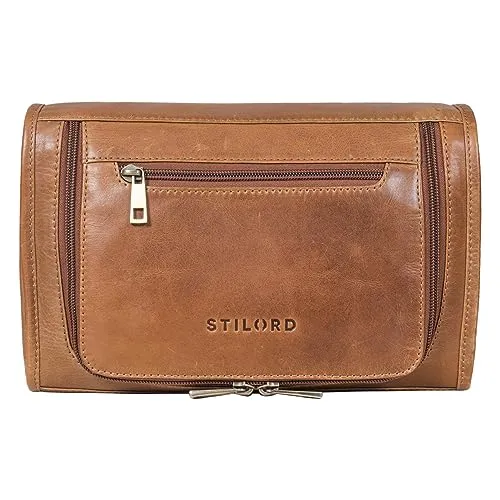 STILORD 'Juri' Großzügige Leder Kulturtasche für Damen und Herren – Hochwertige Waschtasche in Mocca - Elegante Leder Kulturtasche 'Juri': Ideal für Reisen, großzügiger Stauraum für Pflegeprodukte und stilvolles Design. Perfekt für jedes Abenteuer!
