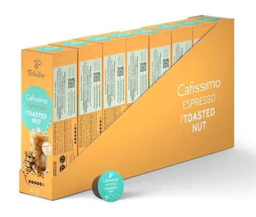 Cafissimo Flavoured Espresso - Toasted Nut - 80 Kapseln - Aromatischer Espresso mit dem Geschmack von gerösteten Haselnüssen, ideal für köstliche Spezialitäten. Genießen Sie den besonderen Moment zu Hause – einfach per Knopfdruck zubereitet!