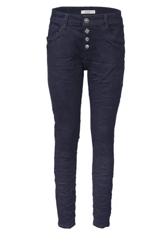 Jewelly by Lexxury Damen Stretch Jeans Five-Pocket im Crash-Look - Damen-Jeanshosen in cooler Washed-Optik mit bequemer Passform und sichtbarer Knopfleiste, ideal für einen lässigen Look in der neuen Herbst/Winter Kollektion.
