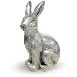 Bada Bing Tierfigur Deko Hase Silber Ostern Frühlings Dekoration Hasen Figur (XL Dekohase Silber, 1 St., 41 cm), hochwertige Dekofigur silberfarben 30 cm x 41 cm x 18 cm