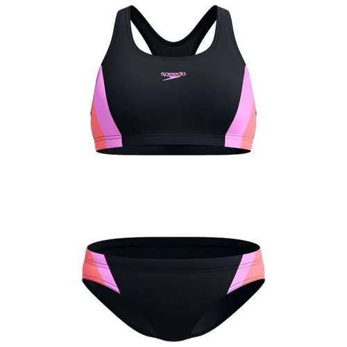 Speedo Colorblock Bikini Damen schwarz chlorbeständig, Farbe:Schwarz-Violett, Größe:44
