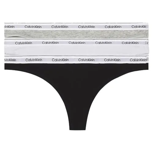 Calvin Klein Underwear Tanga 3er-Pack mit Logobund - String Tangas in black/white/grey heather, aus elastischem Baumwollmaterial für optimalen Tragekomfort und modernen Look.