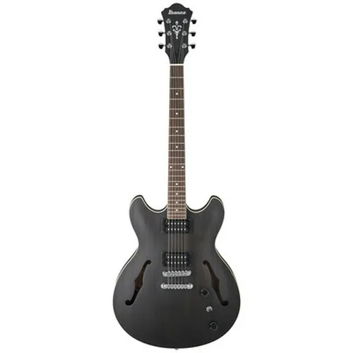 Ibanez AS53-TKF Transparent Black Flat - Artcore Serie E-Gitarre mit Sapele Decke und Mahagoni Hals, ideal für vielseitige Musikstile und herausragenden Klang.