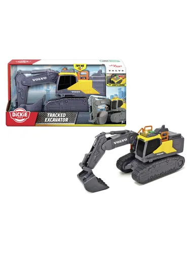 Dickie Volvo Tracked Excavator - Spielzeugauto mit beweglichem Arm und Licht- und Soundeffekten, ideal für kreatives Spiel und Nachahmung von Baustellenaktivitäten, geeignet ab 3 Jahren.