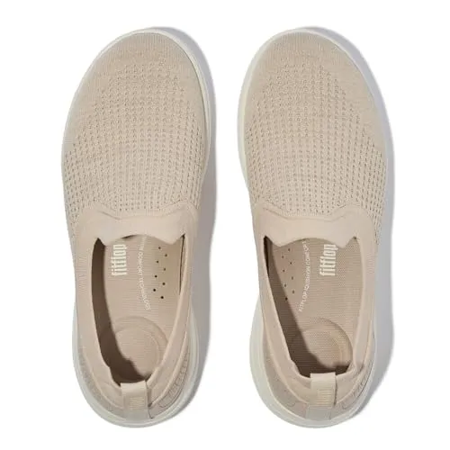 FitFlop Superq Knit Slip-Ons-Sneaker für Damen - Komfort in Stone Beige Platino, 41 EU - Ergonomisch geformte Slip-Ons mit iQushion-Mittelsohle für optimale Dämpfung und stabilen Halt. Ideal für den täglichen Gebrauch und maximalen Komfort.