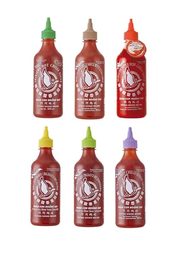 Flying Goose Sriracha Chilisaucen 6er Pack - Saucen-Geschenkideen in 6 Geschmacksrichtungen, ideal zum Würzen, Dippen und Verfeinern von Gerichten mit unwiderstehlicher Schärfe.