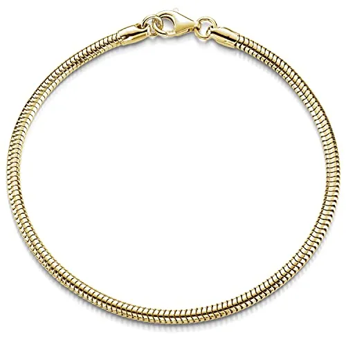 Materia Damen Armband Schlangenkette 925 Silber vergoldet 16,5cm - Elegantes Damen Armband aus 925 Sterling Silber, vergoldet, mit flexibler Schlangenkette. Ideal für jeden Anlass und in hochwertiger Schmuck-Schachtel geliefert.