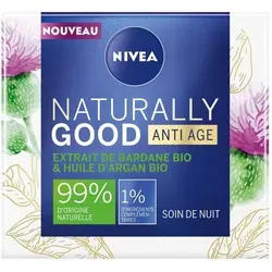 Nivea Naturally Good Anti-Age Nachtcreme 50ml - Nivea Naturally Good Anti-Age Nachtcreme für reife Haut mit 99% natürlichen Inhaltsstoffen. Die Formel mit Arganöl unterstützt die Hautregeneration und sorgt für intensive Feuchtigkeit über Nacht.
