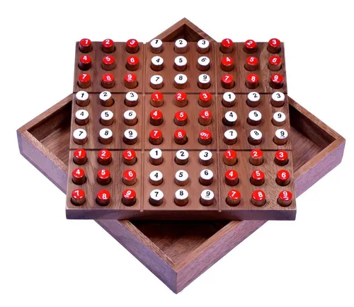 Sudoku mit Zahlensteckern - Holzspiel für strategischen Denkspaß - Gesellschaftsspiel mit 18 x 18 cm großem Spielfeld, fördert logisches Denken und ist aus hochwertigem Holz gefertigt.