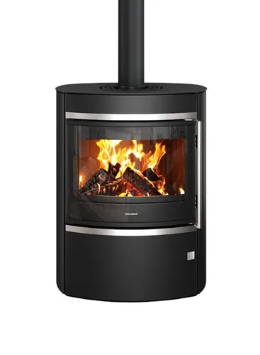 Oranier Kaminofen Feras 7 kW | Stahl Schwarz - Eleganter Kaminofen mit ovaler Form und Vollglasscheibe für gemütliche Wärme und besondere Momente.