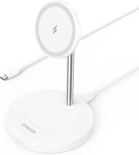 Anker PowerWave 2-in-1 Magnetic Stand Lite, Kabellose Ladestation, Ladegerät mit 150cm USB-C Ladekabel, Kompatibel mit iPhone 16/14/14 Pro/14 Pro Max/13/13 Pro Max/12 and AirPods Pro 2(Ohne Netzteil)