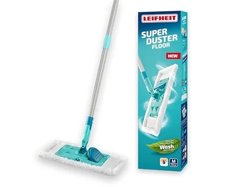 Leifheit SUPERDUSTER Floor Staubwischer - Effizienter Staubmopp für Hartböden mit waschbarem Mikrofaserbezug – bis zu 100-mal waschbar und ideal für Allergiker.