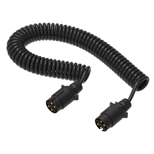 Anhänger Verlängerungskabel 12V 7-polig 3,5m Spiralkabel Stecker Kunststoff