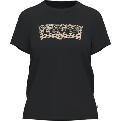 Levi's Damen The Perfect Tee T-Shirt Batwing Leopard Caviar, XS - T-Shirts für Damen, weicher und bequemer Klassiker mit Rundhalsausschnitt, perfekt kombinierbar mit Jeans für einen lässigen Look.