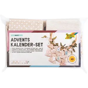 folia Adventskalender basic natur - Bastelset für einen individuellen Adventskalender, inklusive 24 Beutel und Zahlenanhänger – ideal für kreative Köpfe und ein persönliches Geschenk.