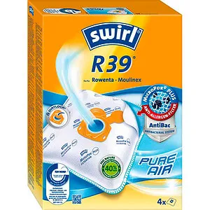 Swirl R 39 EcoPor - 4 reißfeste Staubsaugerbeutel für Rowenta und Moulinex, 99,99% Filtereffizienz für saubere Raumluft und sichere Entsorgung