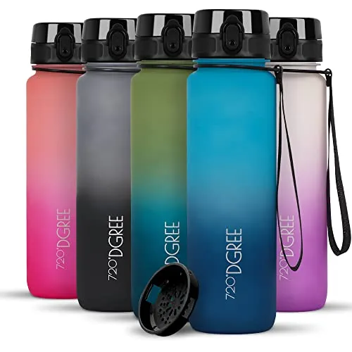 720°DGREE Trinkflasche “uberBottle“ 1L - BPA-frei, Multicolour - Ideal für Sport & Outdoor - Trinkflasche aus robustem Tritan mit 1L Volumen, auslaufsicherem Sportdeckel und praktischer Trageschlaufe. Perfekt für Uni, Fitness und unterwegs - nachhaltig und leicht!