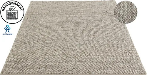 LeGer Home Wollteppich Ainhoa, handgewebt - Flachgewebe-Teppich, robuster, handgewebter Wollteppich mit 12 mm Flor, ideal für ein skandinavisches Wohngefühl und reduziert Trittschall.