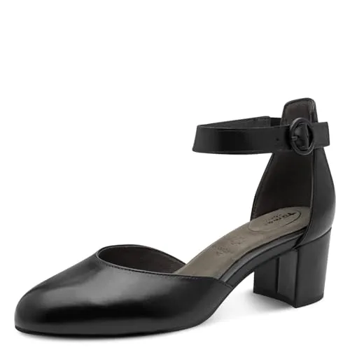 Tamaris Comfort Damen Pumps mit Riemen aus Leder - Elegant und Schwarz (37 EU) - Elegante Damen Pumps aus hochwertigem Leder, bieten optimalen Tragekomfort und einen stilvollen Look für jeden Anlass. Die Mehrweite sorgt für zusätzlichen Raum und Bewegungsfreiheit.