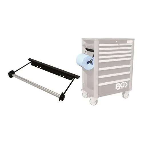 BGS-technic Putztuchrollenhalter 67161 – Metall, schwarz, für Werkstattwagen - Robuster Putztuchrollenhalter aus Metall, ideal für Werkstattwagen. Passend für Rollen bis 27,5 cm Breite. Praktisch und platzsparend für Werkstatt oder Garage.